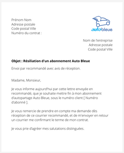 Résilier un abonnement Auto Bleue