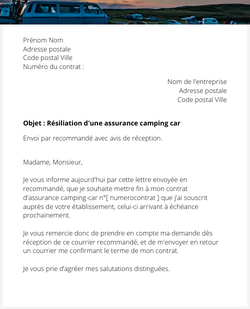 la lettre pour resilier une assurance camping car