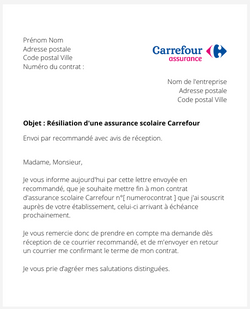 Résilier une assurance scolaire Carrefour