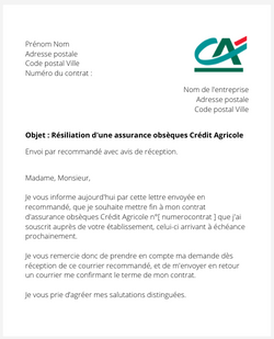 la lettre pour resilier une assurance obseques credit agricole