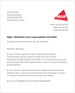 Résilier une assurance responsabilité civile MAIF