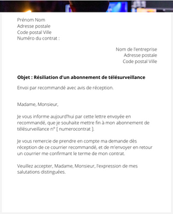 Résiliation d'un contrat de télésurveillance