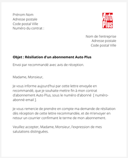 Résilier un abonnement Auto Plus