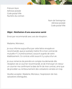 la lettre pour resilier une mutuelle