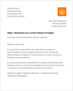 Résiliation d'un contrat de télésurveillance Orange