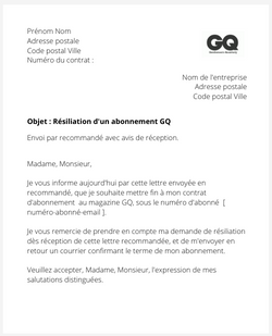 Résiliation d'un abonnement GQ