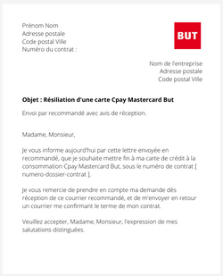 la lettre pour resilier une carte cpay but