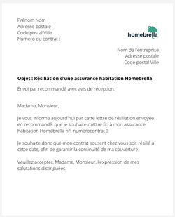 Résiliation d'un contrat logement Homebrella