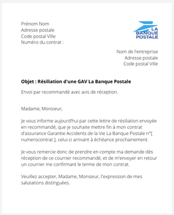 la lettre pour resilier une gav la banque postale