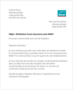 Résiliation d'une assurance auto MAAF