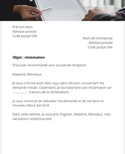 Lettre pour une réclamation à son assurance