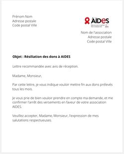 Résiliation de dons à Aides