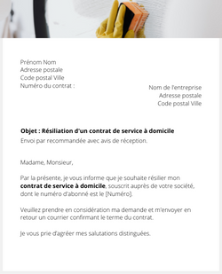 Résiliation d'un contrat de service à domicile