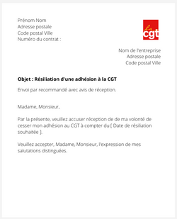 Résiliation d'une adhésion à la CGT