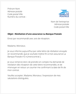 Résiliation d'un contrat La Banque Postale