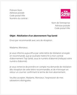 Se désabonner du magazine Top Santé