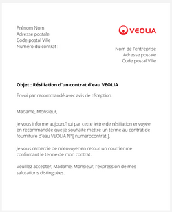 Résiliation d'un contrat Veolia