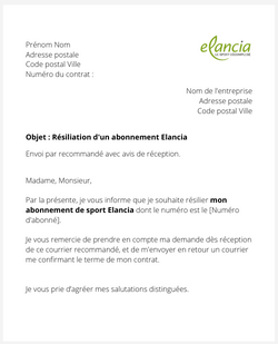 Se désabonner d'un club de sport Elancia