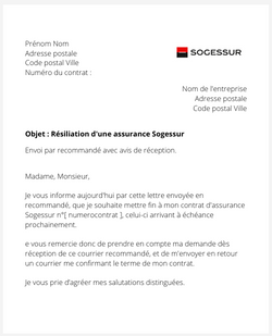 Résiliation d'un contrat Sogessur