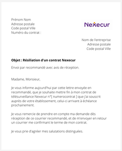 Résiliation d'un contrat Nexecur