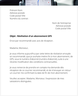 Résiliation d'un abonnement de GPS