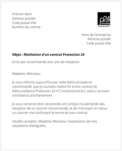 Résiliation d'un contrat Protection 24