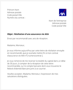 la lettre pour resilier une assurance vie