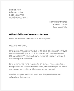 Résiliation d'un contrat Verisure