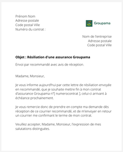 Résiliation d'un contrat Groupama