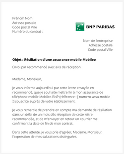 la lettre pour resilier une assurance mobile mobileo