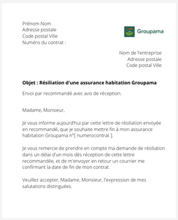 la lettre pour resilier une assurance habitation groupama