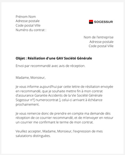 la lettre pour resilier une gav sogessur