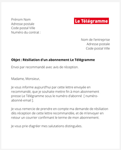 La résiliation d'un abonnement Le Télégramme