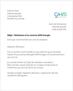 La résiliation d'un contrat OHM