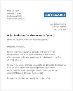 La résiliation d'un abonnement Le Figaro