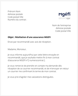 La résiliation d'un contrat MGEFI