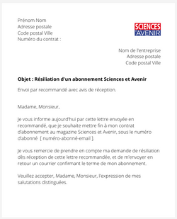 La résiliation d'un abonnement Sciences et Avenir