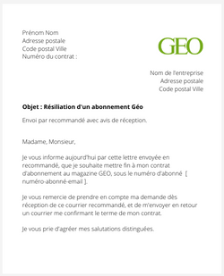 Se désabonner du magazine Geo