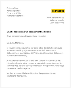 Se désabonner du magazine Le Pélerin