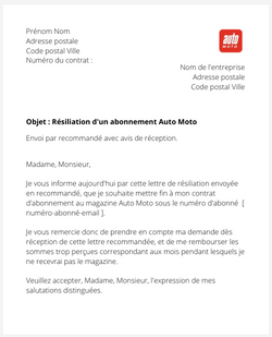 Se désabonner du magazine Auto Moto