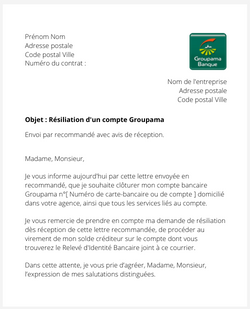 la lettre pour resilier un compte groupama