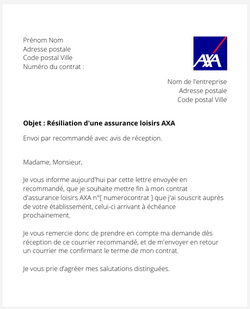 La résiliation d'une assurance loisirs AXA