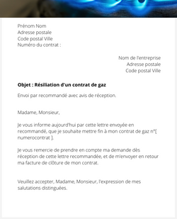 La résiliation d'un contrat de gaz