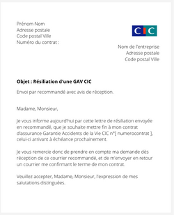 la lettre pour resilier une gav cic