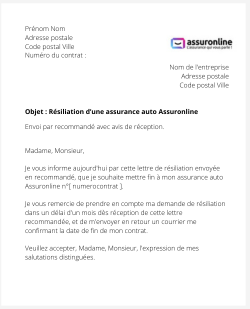 La résiliation d'un contrat auto Assuronline