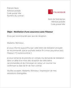 La résiliation d'un contrat auto Filiassur