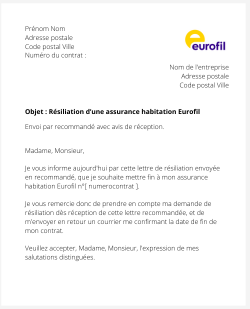 la lettre pour resilier une assurance logement eurofil