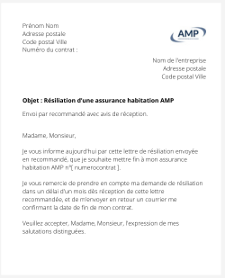 la lettre pour resilier une assurance logement amp