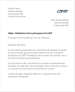 La résiliation d'une prévoyance Pro BTP