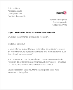 La résiliation d'un contrat auto Assuréo